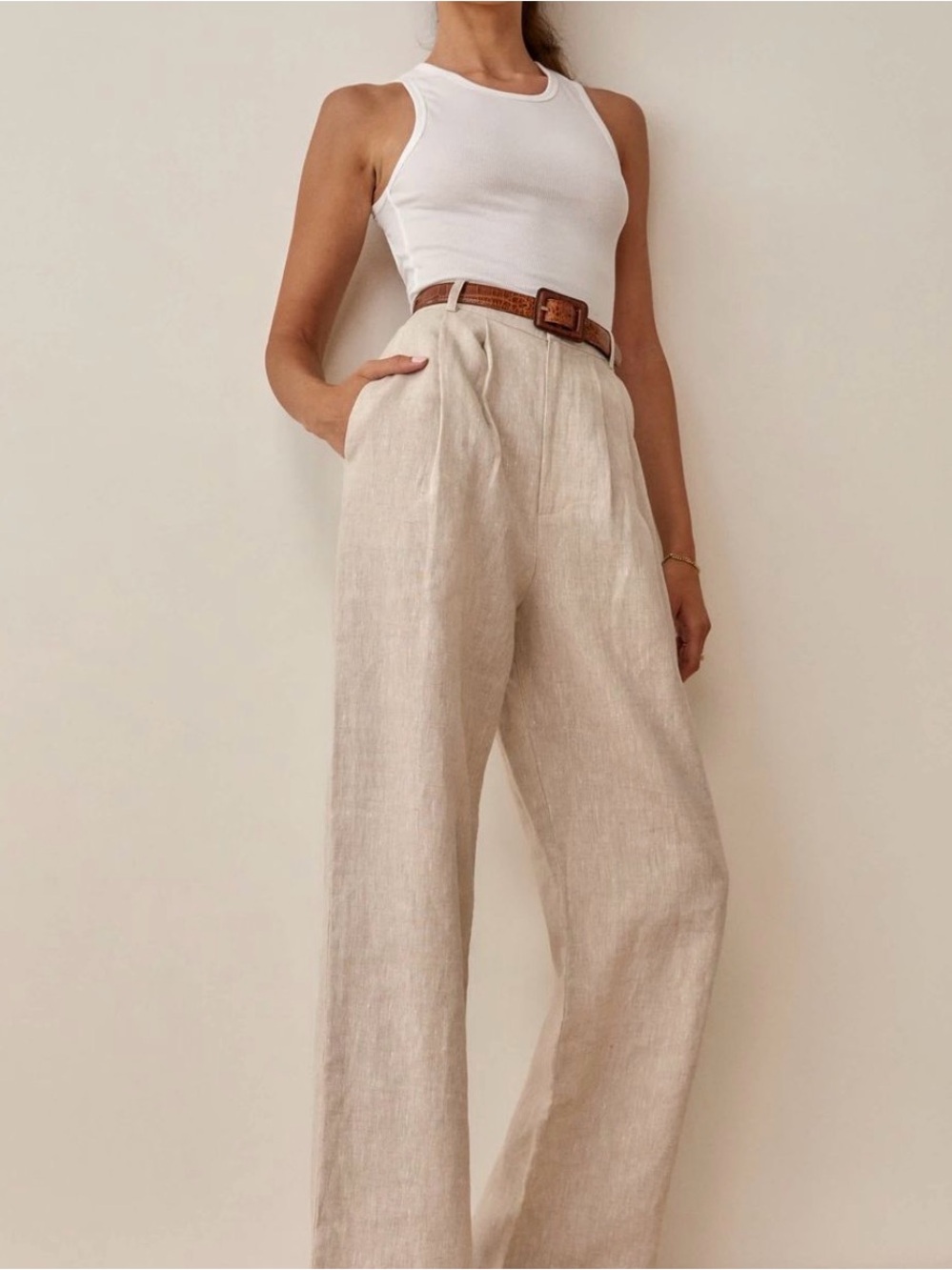 Aritzia Neutral Beige Trousers